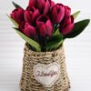 Artificial Flower 25*25*25cm Tulip in basket GS-03318120
