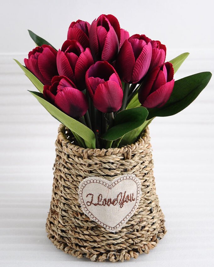 Artificial Flower 25*25*25cm Tulip in basket GS-03318120