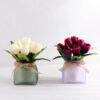 Artificial Flower 24*24*21.5cm Tulip in glass pot GS-03318065-W1