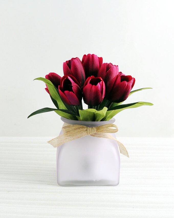 Artificial Flower 24*24*21.5cm Tulip in glass pot GS-03318065-Z1