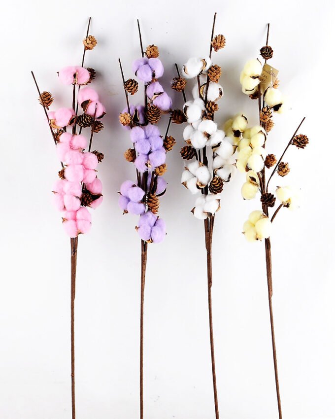 Artificial Flower 14*9*85cm pine cone + Cotton bush*4 GS-33518012-P1