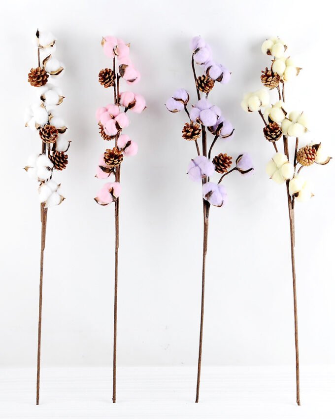 Artificial Flower 111*8*78cm pine cone + Cotton bush*4 GS-33518013-P1