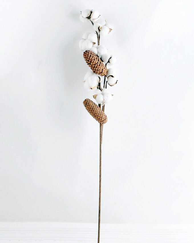 Artificial Flower 13*8*75cm pine cone + Cotton bush*4 GS-33518014-W1