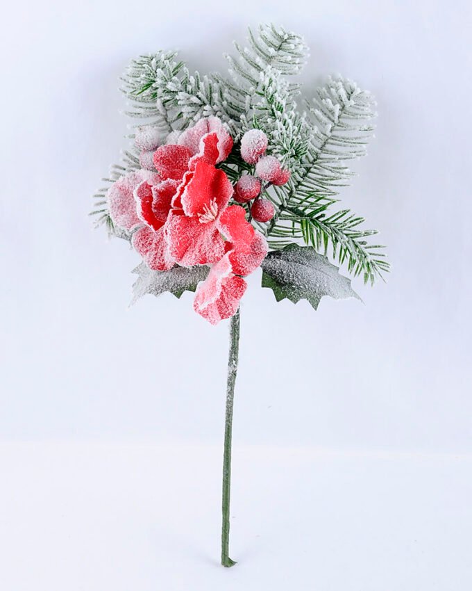 Artificial Flower 20*37CM SINGLE PINE PICKY WITH HYDRANGEA WITH FLOCKY GS-53319003-R1
