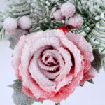 Artificial Flower 20*37CM SINGLE PINE PICKY WITH ROSE WITH FLOCKY GS-53319020-R1
