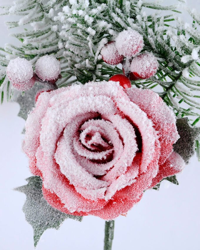Artificial Flower 20*37CM SINGLE PINE PICKY WITH ROSE WITH FLOCKY GS-53319020-R1 1 Artificial Flower 20*37CM SINGLE PINE PICKY WITH ROSE WITH FLOCKY GS-53319020-R1