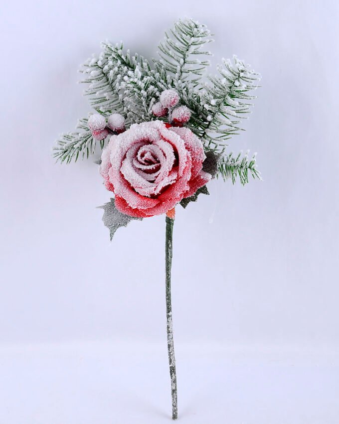 Artificial Flower 20*37CM SINGLE PINE PICKY WITH ROSE WITH FLOCKY GS-53319020-R1 2 Artificial Flower 20*37CM SINGLE PINE PICKY WITH ROSE WITH FLOCKY GS-53319020-R1