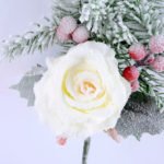 Artificial Flower 20*37CM SINGLE PINE PICKY WITH ROSE WITH FLOCKY GS-53319020-W1
