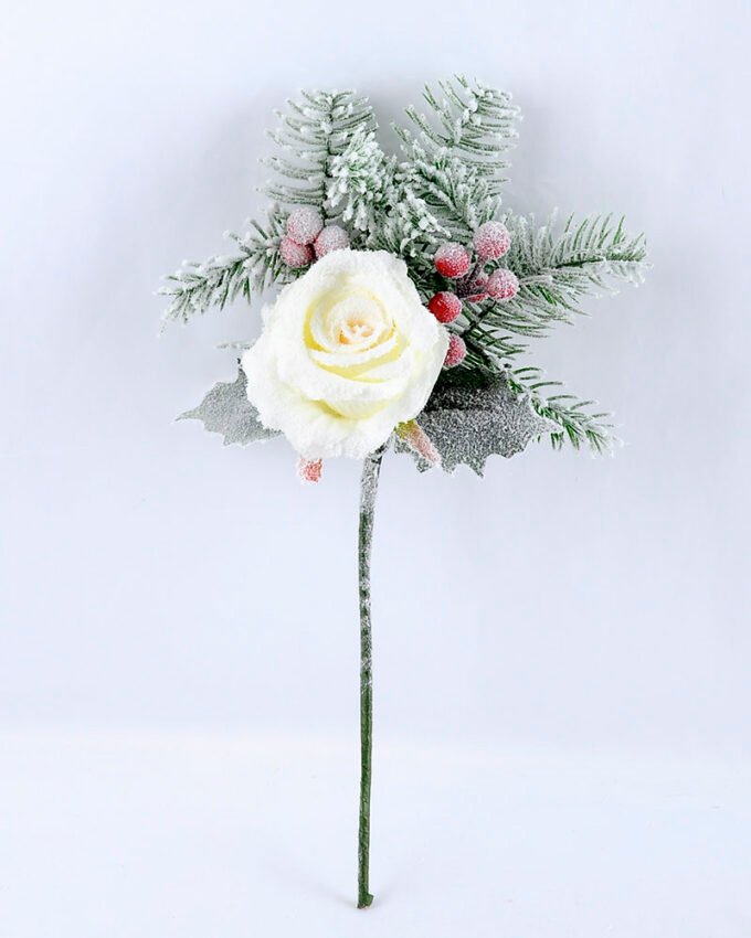 Artificial Flower 20*37CM SINGLE PINE PICKY WITH ROSE WITH FLOCKY GS-53319020-W1 2 Artificial Flower 20*37CM SINGLE PINE PICKY WITH ROSE WITH FLOCKY GS-53319020-W1