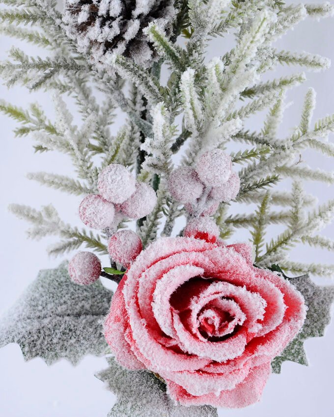 Artificial Flower 16*65CM SINGLE PINE PICKY WITH ROSE  WITH FLOCKY GS-53319021-R1