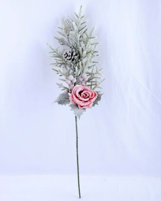 Artificial Flower 16*65CM SINGLE PINE PICKY WITH ROSE  WITH FLOCKY GS-53319021-R1