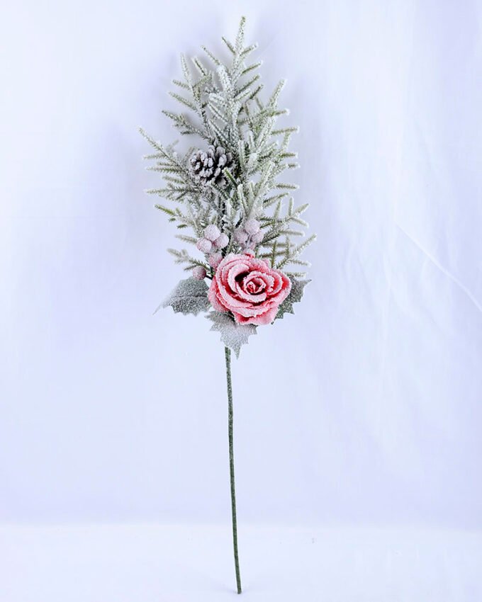 Artificial Flower 16*65CM SINGLE PINE PICKY WITH ROSE  WITH FLOCKY GS-53319021-R1