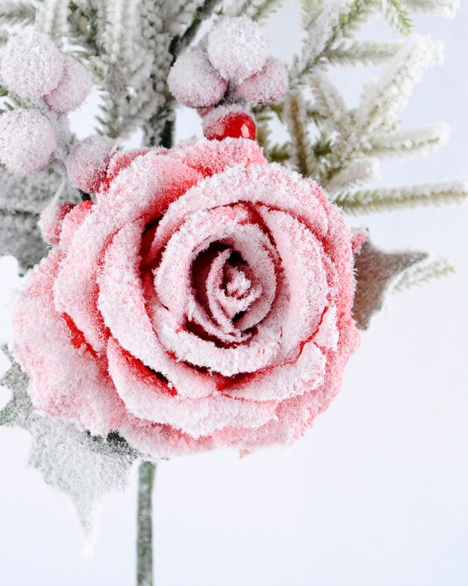 Artificial Flower 18*65CM SINGLE PINE PICKY WITH ROSE WITH FLOCKY GS-53319022-R1