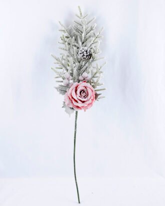 Artificial Flower 18*65CM SINGLE PINE PICKY WITH ROSE WITH FLOCKY GS-53319022-R1