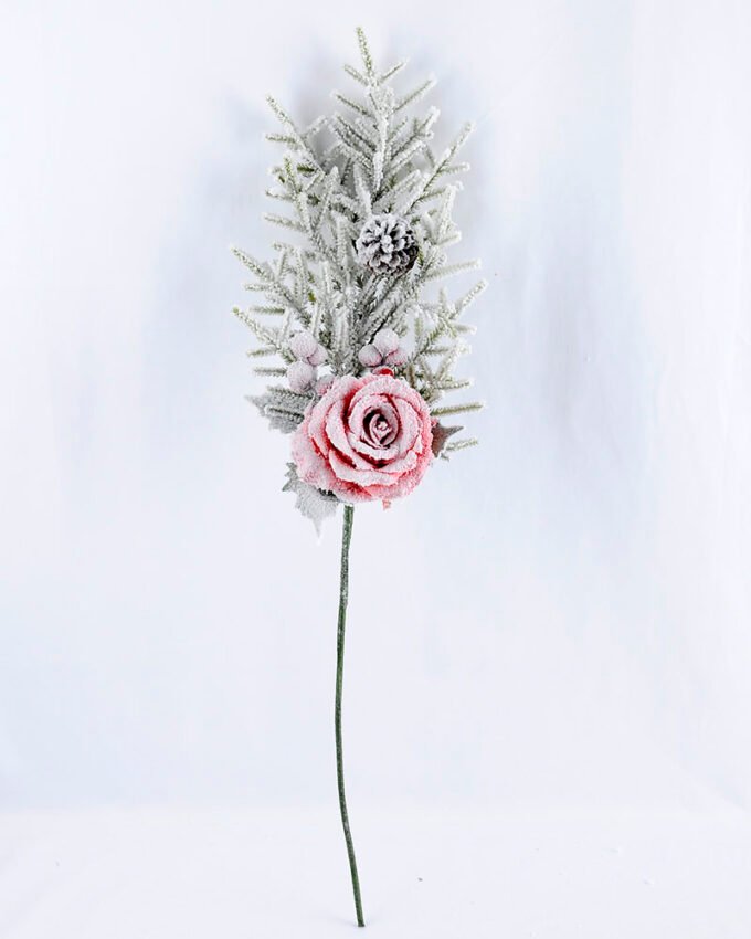 Artificial Flower 18*65CM SINGLE PINE PICKY WITH ROSE WITH FLOCKY GS-53319022-R1