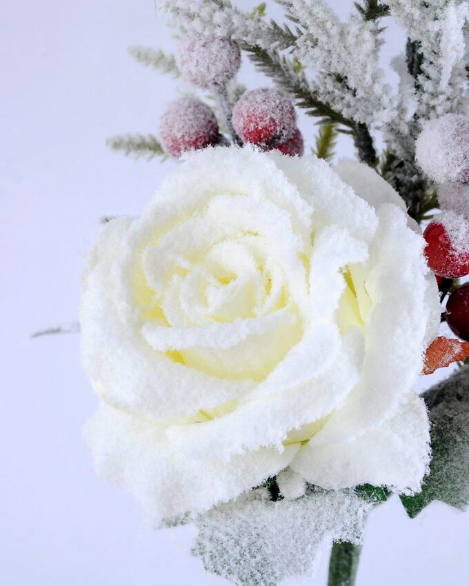 Artificial Flower 18*65CM SINGLE PINE PICKY WITH ROSE WITH FLOCKY GS-53319022-W1