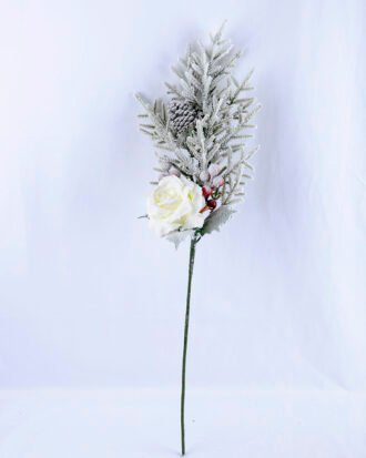 Artificial Flower 18*65CM SINGLE PINE PICKY WITH ROSE WITH FLOCKY GS-53319022-W1