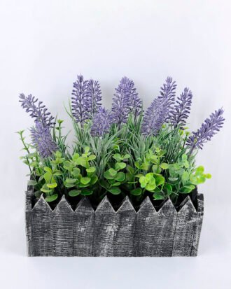Artificial Plant 22*13*21cm Lavender in wooden fence GS-03319023