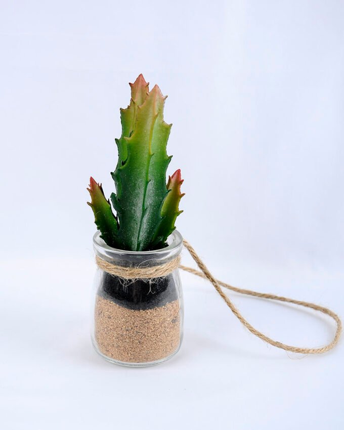 Artificial succulent 6*6*17cm succulent plants in glass pot GS-51719016