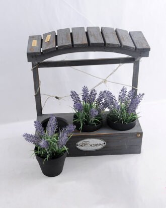 Artificial Flower 31*12*35.5cm Lavender in wooden support*3(With lamp) GS-03319217