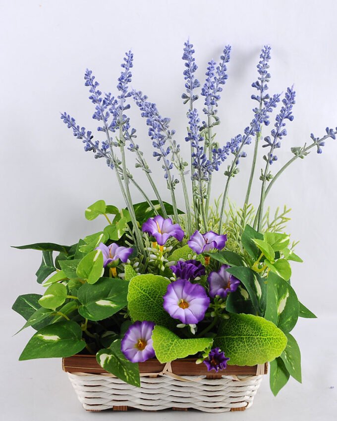Artificial Flower 19*19*23cm Leaf Lavender in in Basket GS-03319091-Z1 1 Artificial Flower 19*19*23cm Leaf Lavender in in Basket GS-03319091-Z1