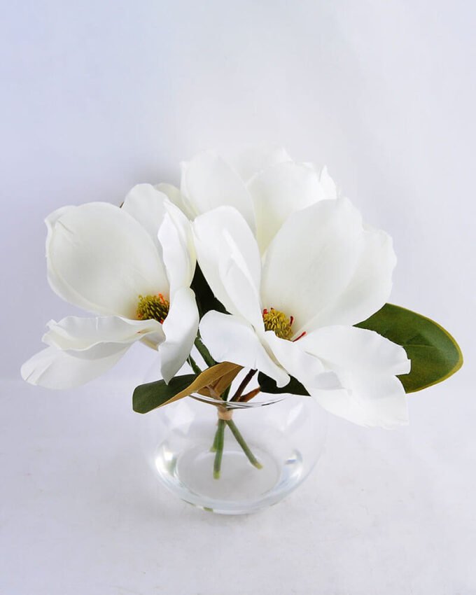 Artificial Flower 29*29*23CM Magnolia*3 in glass pot with fake water GS-52719012
