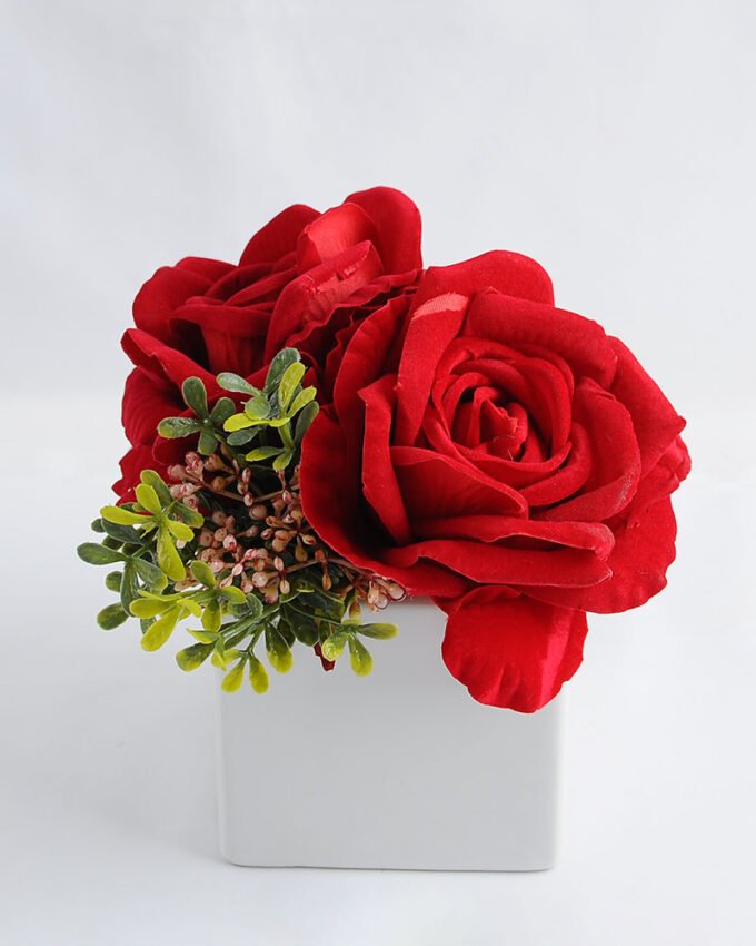 Artificial Flower 14*19*15cm Rose in ceramic pot GS-06919030+F-R1