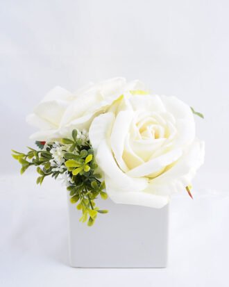 Artificial Flower 14*19*15cm Rose in ceramic pot GS-06919030+F-W1