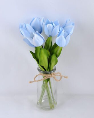 Artificial Flower 15*15*28CM TULIP*6 IN GLASS POT WITH FAKE WATER GS-52719003-B1