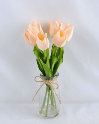 Artificial Flower 15*15*28CM TULIP*6 IN GLASS POT WITH FAKE WATER GS-52719003-B1