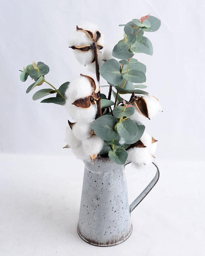 Artificial Flower 20*17*39cm eucalyptus cotton in Tin pot GS-03319209
