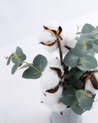 Artificial Flower 20*17*39cm eucalyptus cotton in Tin pot GS-03319209