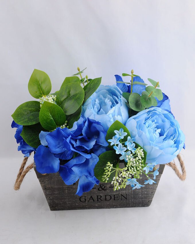 Artificial Flower 25*21*19.5cm peony hydrangea in Wooden pot GS-03319207-R1