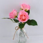 Artificial Flower 13*13*27CM rose*3 in glass pot with fake water GS-52719019-P1
