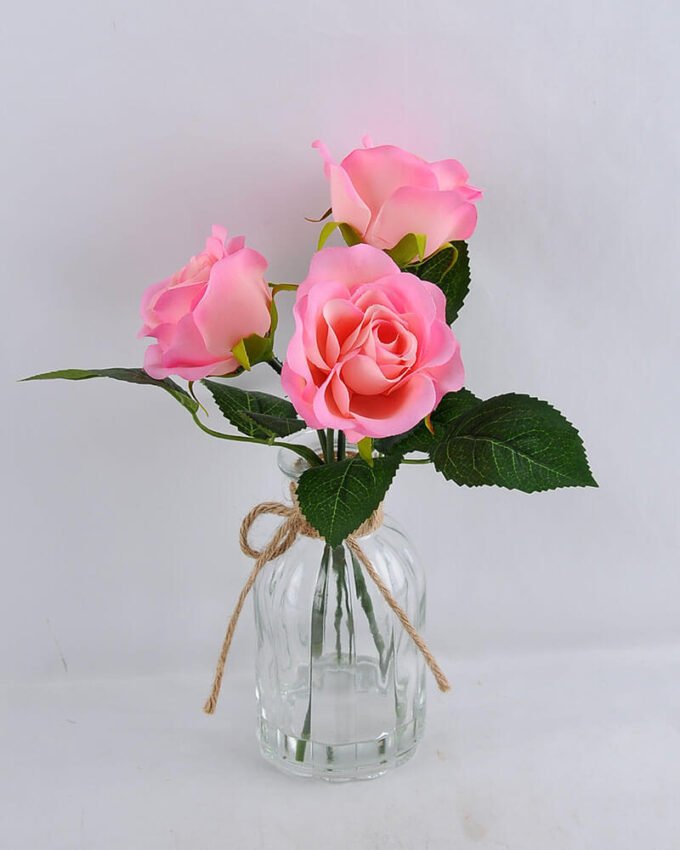 Artificial Flower 13*13*27CM rose*3 in glass pot with fake water GS-52719019-P1 1 Artificial Flower 13*13*27CM rose*3 in glass pot with fake water GS-52719019-P1