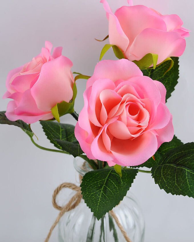 Artificial Flower 13*13*27CM rose*3 in glass pot with fake water GS-52719019-P1 2 Artificial Flower 13*13*27CM rose*3 in glass pot with fake water GS-52719019-P1