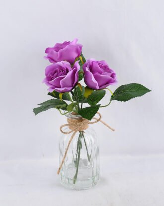 Artificial Flower 13*13*27CM rose*3 in glass pot with fake water GS-52719019-Z1