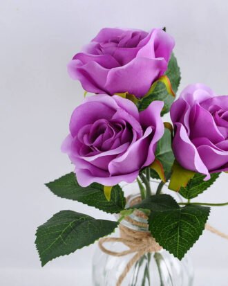 Artificial Flower 13*13*27CM rose*3 in glass pot with fake water GS-52719019-Z1