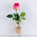 Artificial Flower 8*8*37CM single rose in glass pot with fake water GS-52719015+F