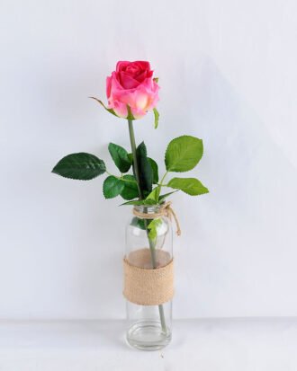 Artificial Flower 8*8*37CM single rose in glass pot with fake water GS-52719015+F