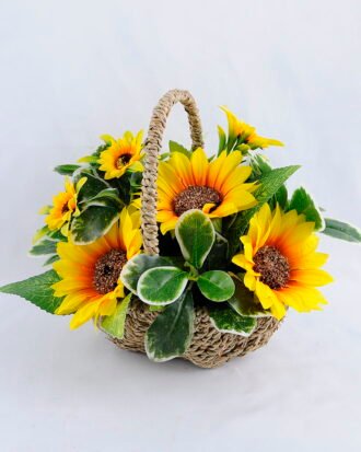 Artificial Flower 25*24*22cm sunflower leaf in Basket GS-03319095