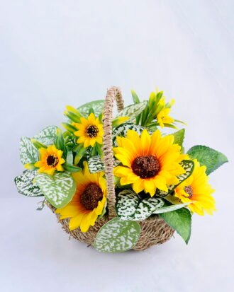 Artificial Flower 25*24*22cm sunflower leaf in Basket GS-03319096