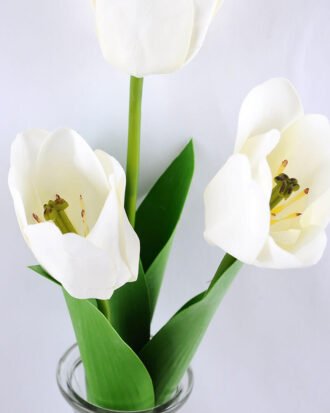 Artificial Flower 13*13*46CM tulip*3 in glass pot with fake water GS-52719016+F-W1