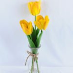 Artificial Flower 13*13*46CM tulip*3 in glass pot with fake water GS-52719016+F-Y1