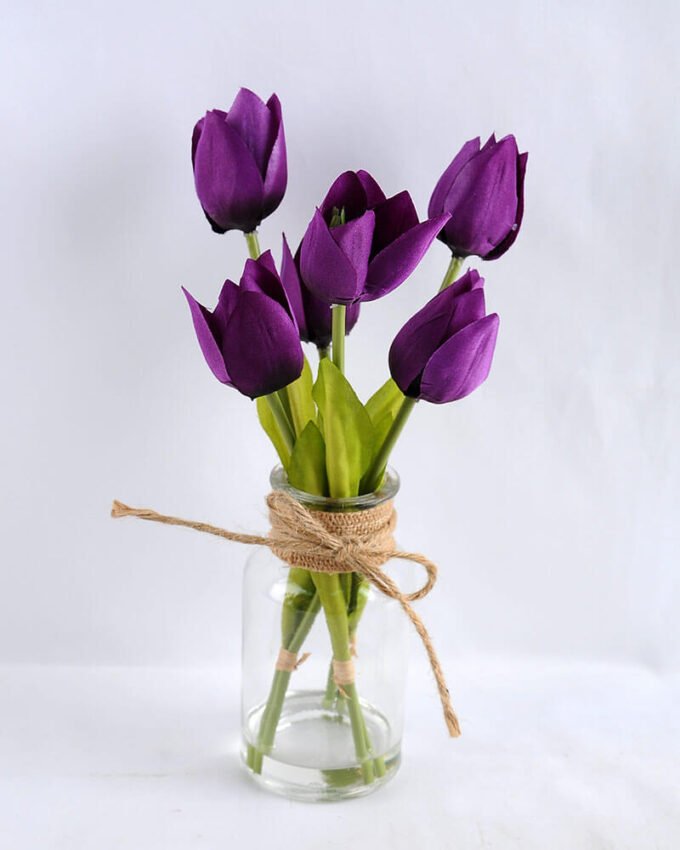 Artificial Flower 13*13*27CM tulip*5 in glass pot with fake water GS-52719018-Z1 1 Artificial Flower 13*13*27CM tulip*5 in glass pot with fake water GS-52719018-Z1