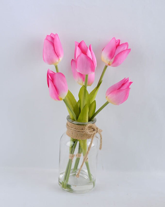 Artificial Flower 13*13*27CM tulip*5 in glass pot with fake water GS-52719018-Z1 3 Artificial Flower 13*13*27CM tulip*5 in glass pot with fake water GS-52719018-Z1