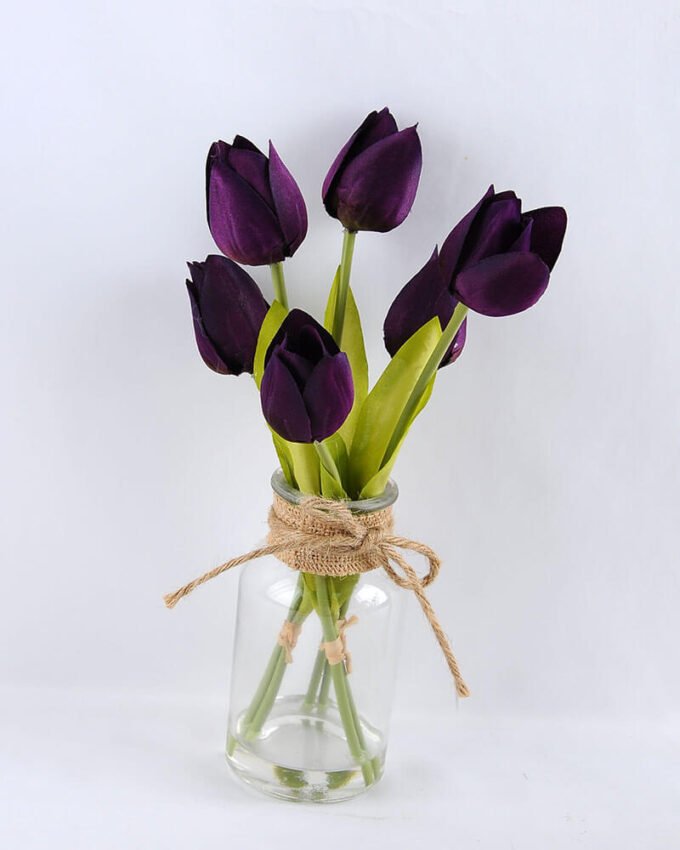 Artificial Flower 13*13*27CM tulip*5 in glass pot with fake water GS-52719018-Z1 4 Artificial Flower 13*13*27CM tulip*5 in glass pot with fake water GS-52719018-Z1