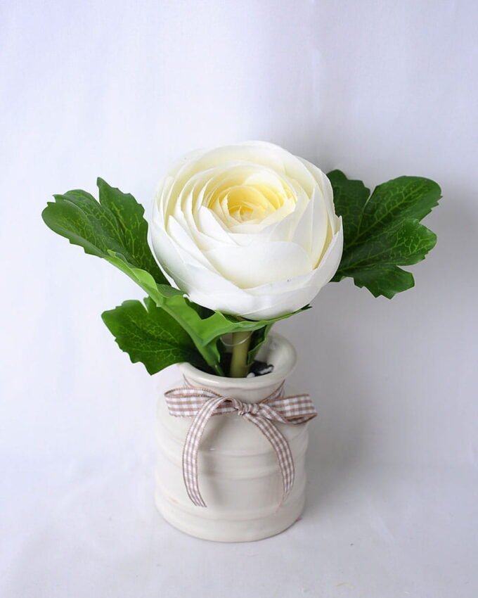 Artificial Flower 18*12*17CM Camellia Rose In Ceramic Pot GS-06919040-W1