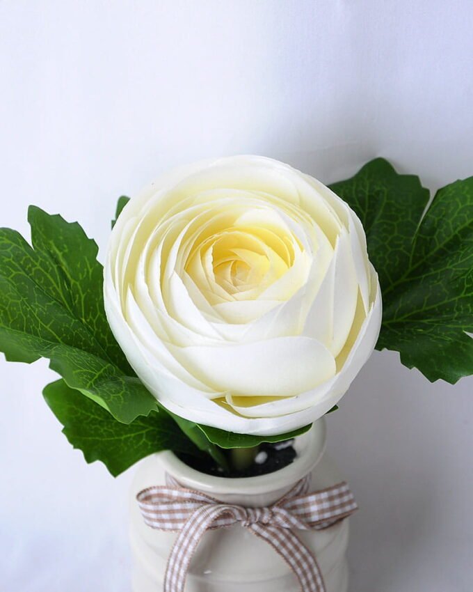 Artificial Flower 18*12*17CM Camellia Rose In Ceramic Pot GS-06919040-W1