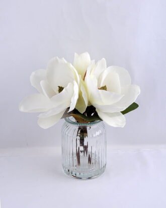 Artificial Flower 24*15*30CM Magnolia*3 in glass pot with fake water GS-52719037